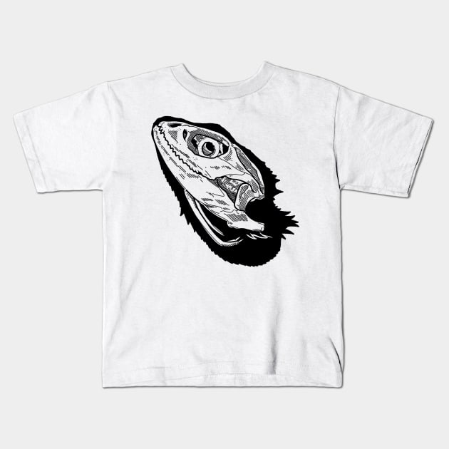 Beardie Skull Kids T-Shirt by Art by the Lizard Lady